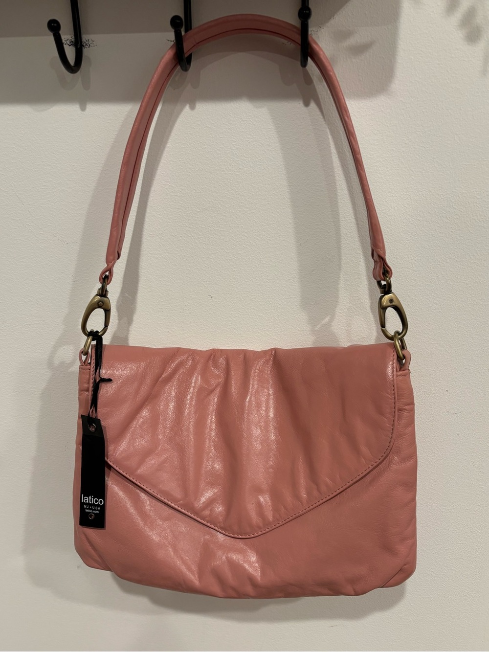 Latico NEW Alek Shoulder Bag Rosa Pink Envelope Flap Convertible Clutch Leather